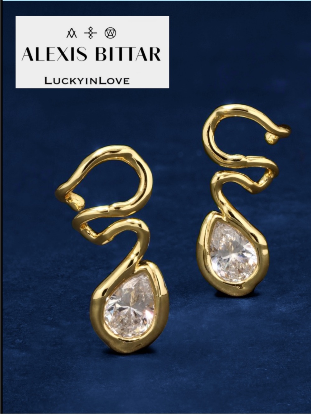 ALEXIS BITTAR • Asterales Floating Teardrop CZ Vine Post Earring- Gold